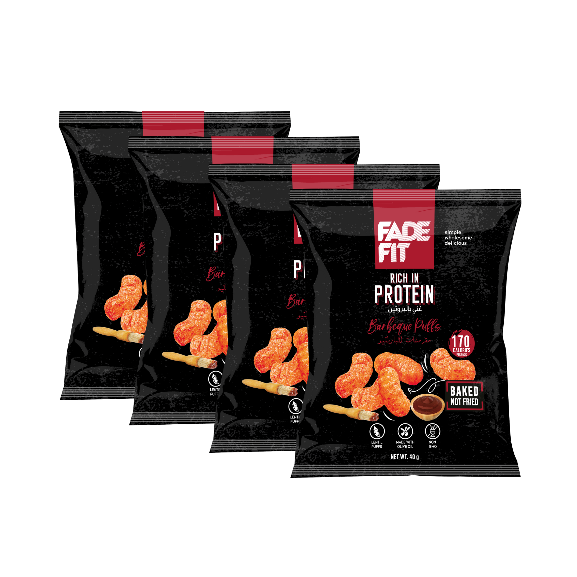 BBQ Protein Puffs 4 x 40g Snack Packs – Fade Fit